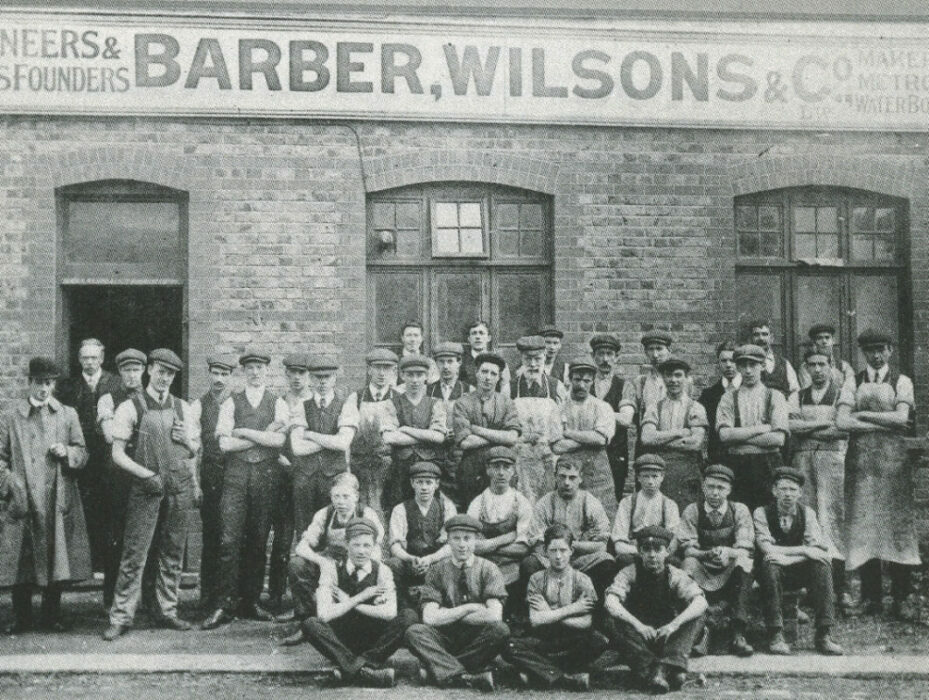 1908 barber wilsons tap manufacturer team in front of factory