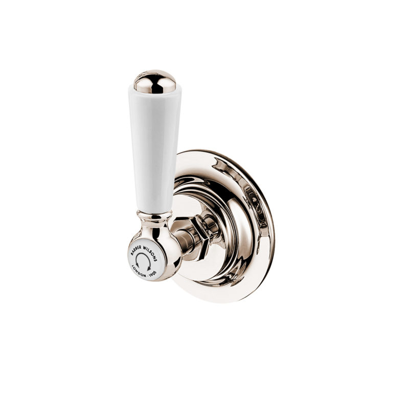 Regent China Lever two way diverter on a rounded mounting flange for shower