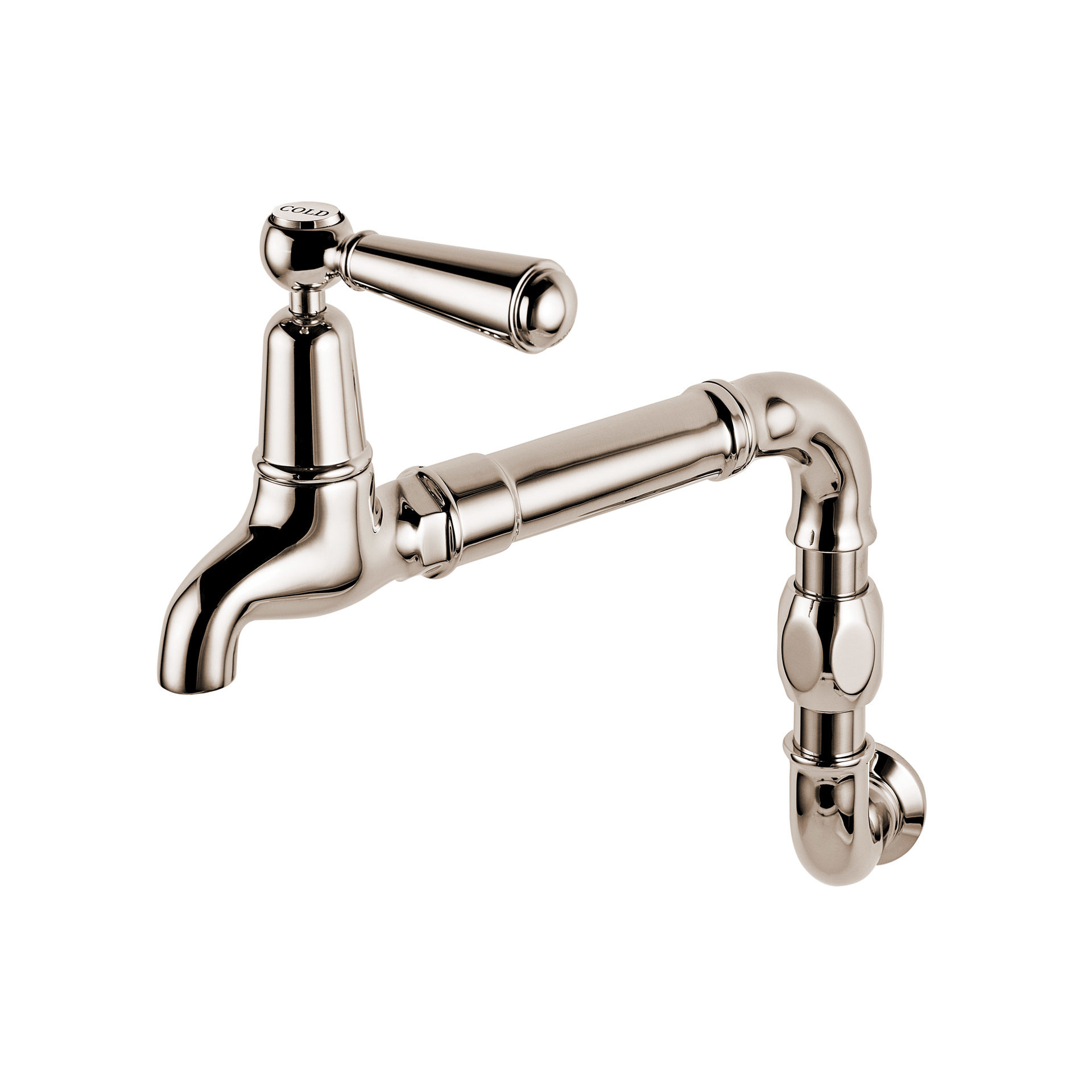 Wall mounted kitchen tap with swinging swivel arm