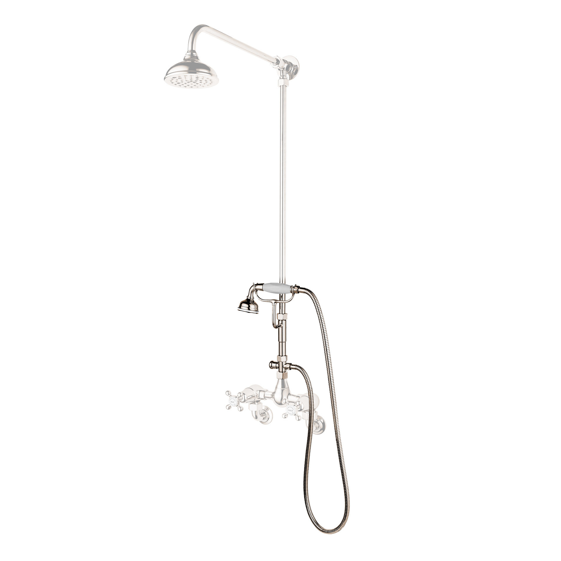 Bespoke shower set up showing different tap and diverter options